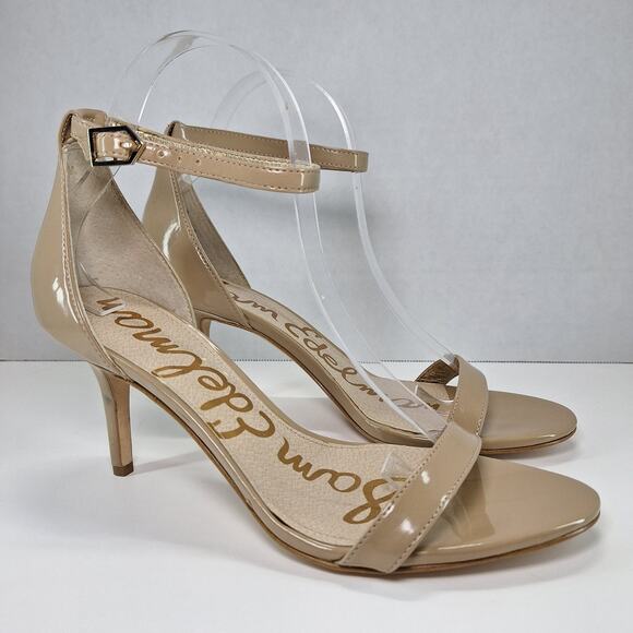 Sam Edelman Shoes - Sam Edelman Patti Beige Classic Nude Patent Ankle Strappy Heels Women's Size 8M